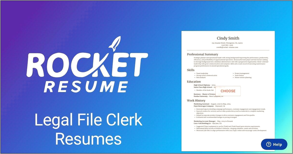 Legal File Clerk Job Resume