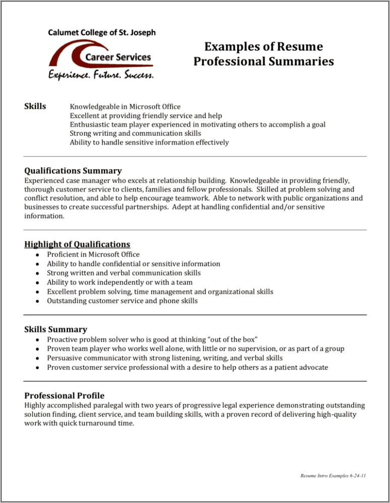 Listing Skills And Abilities Resume