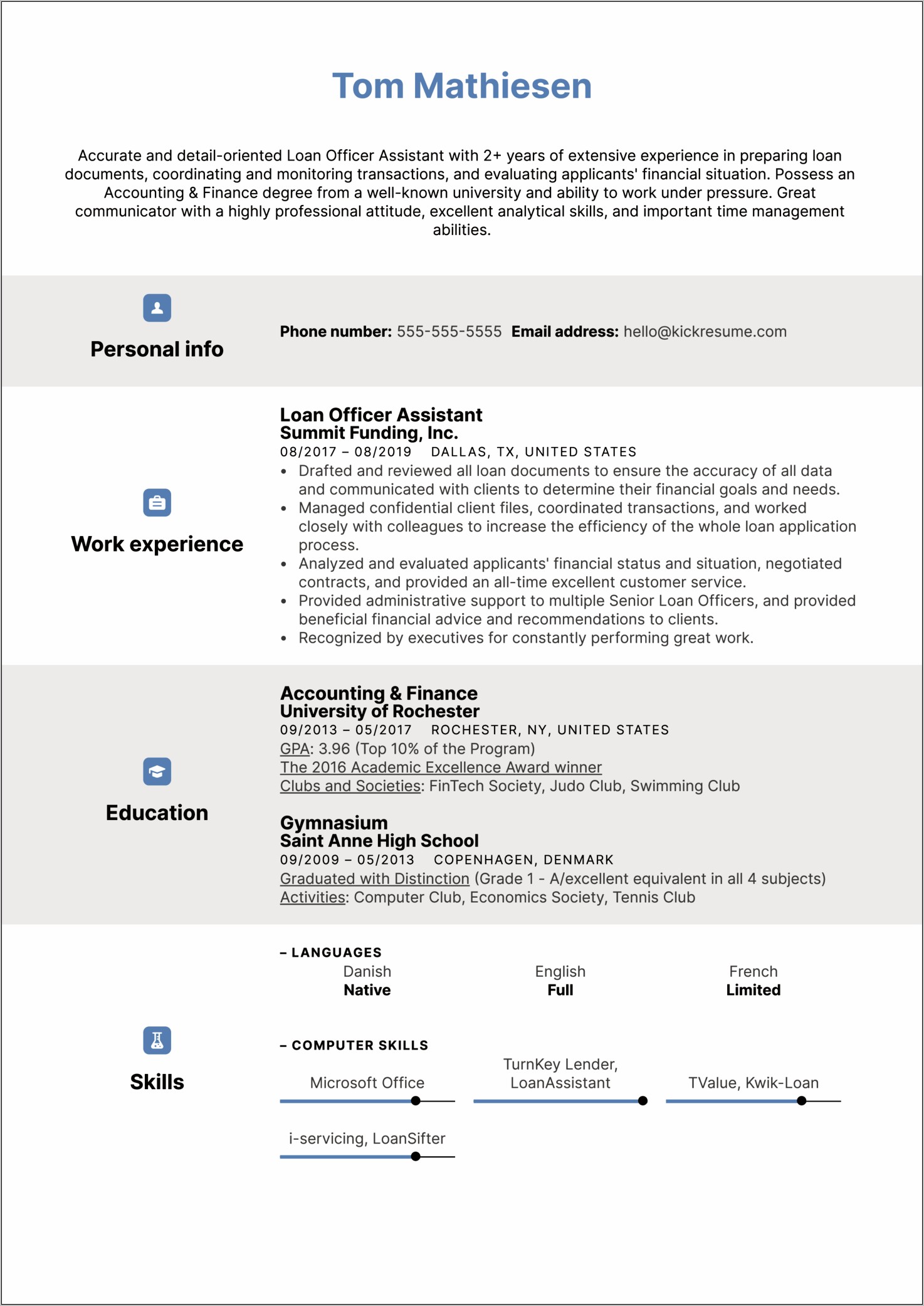 Loan Officer Assistant Resume Examples