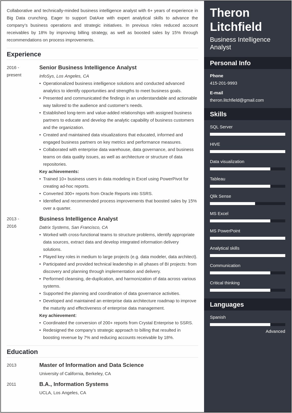 Los Business Analyst Resume Samples