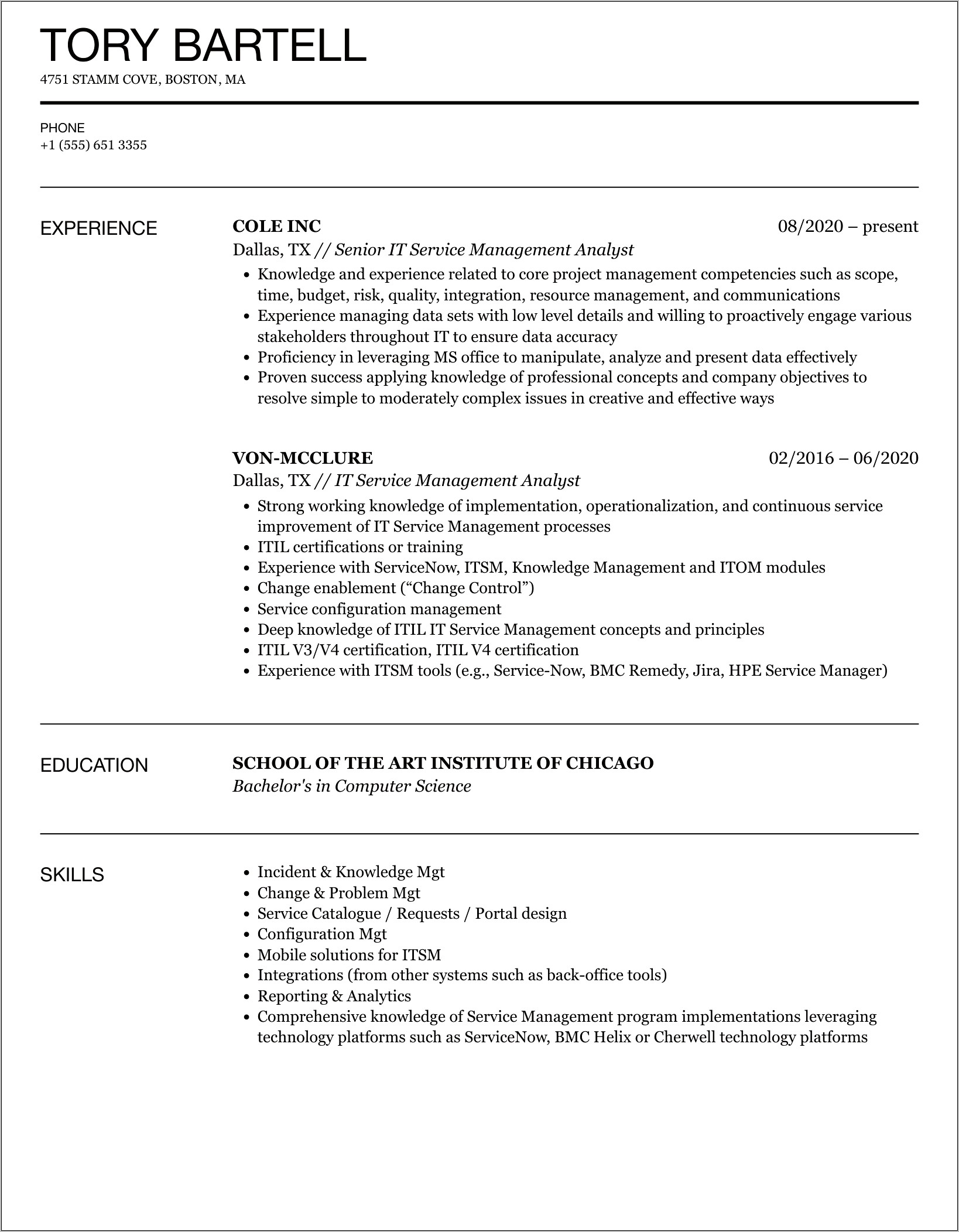 Managed Services Analyst Resume Samples