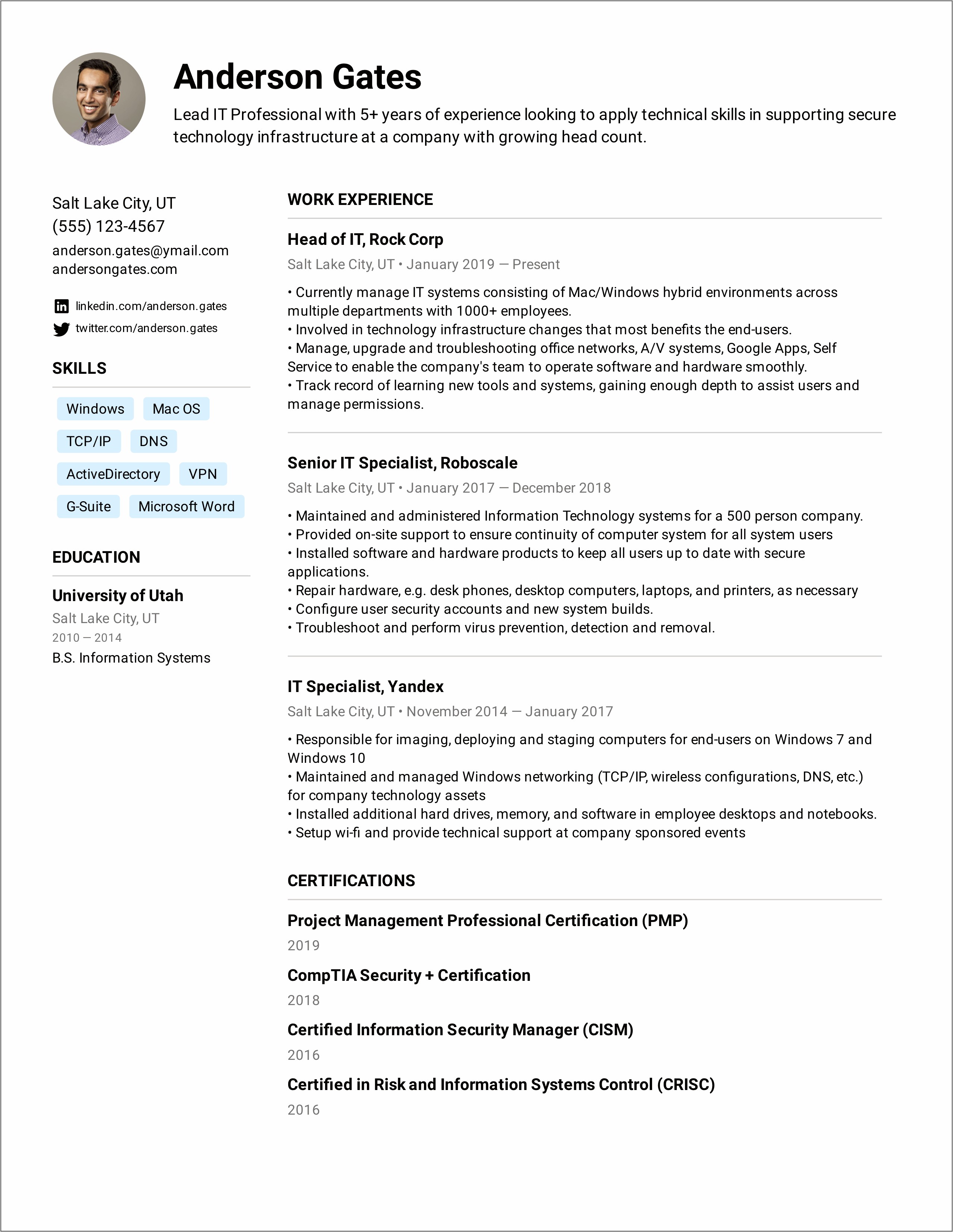 Management Information Systems Resume Summary