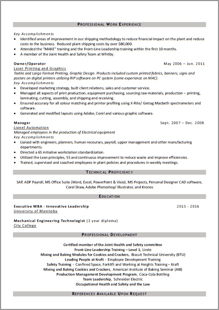 Manufacturing Operations Manager Resume Examples