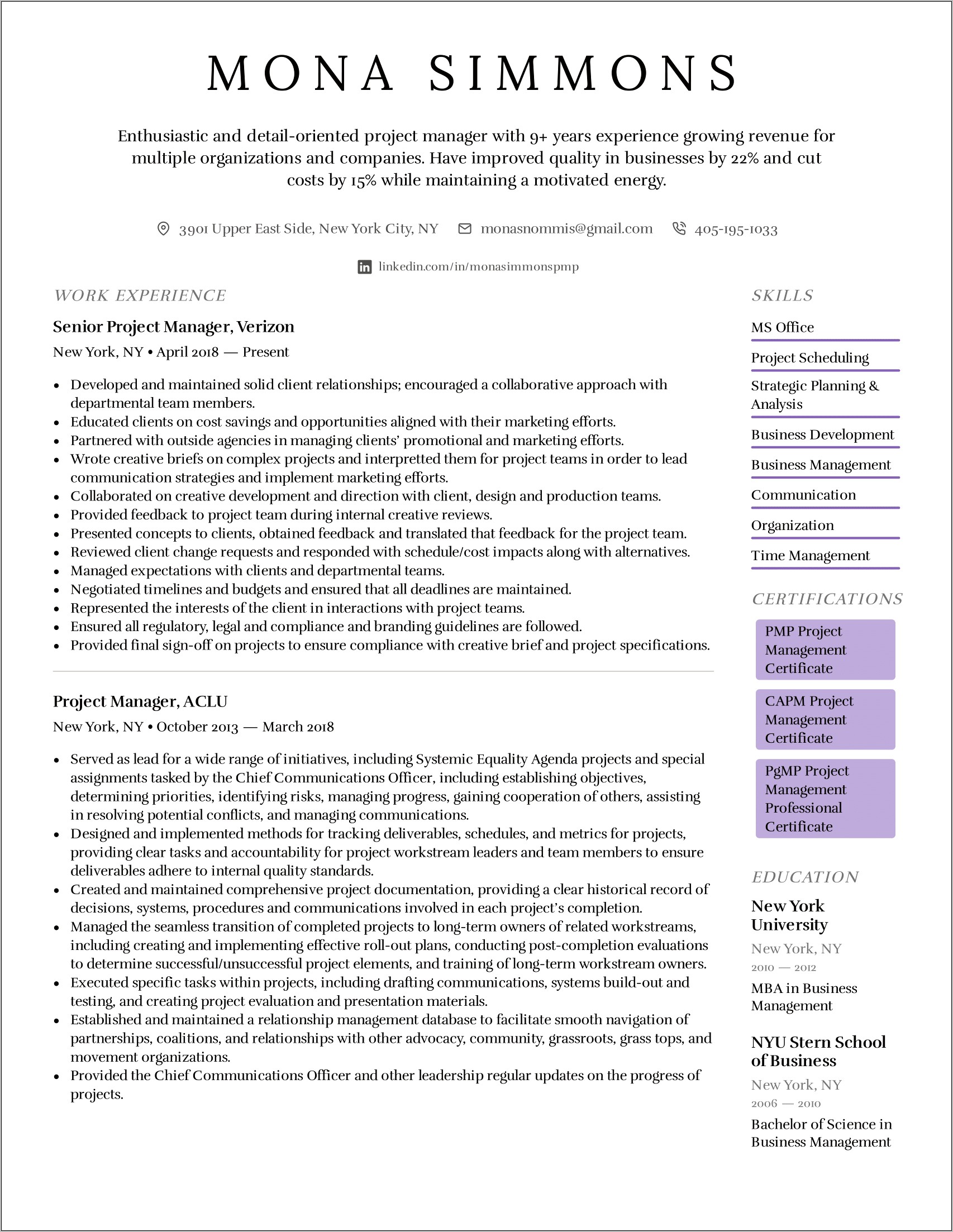 Marketing Project Manager Resume Objective