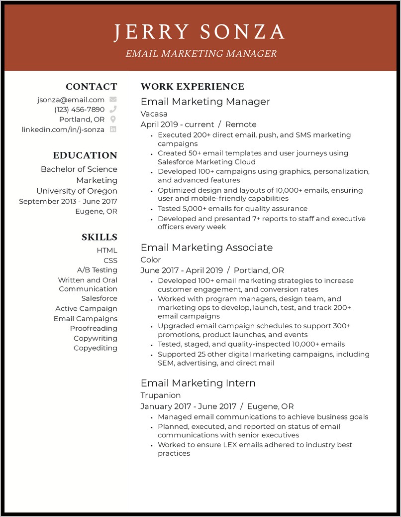 Marketing Resume Examples Trade Show