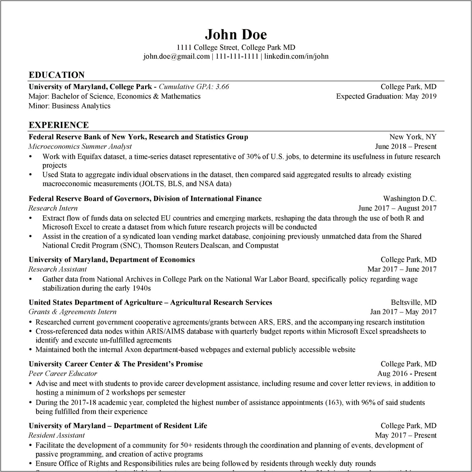 Masshire Resume Sample John Doe