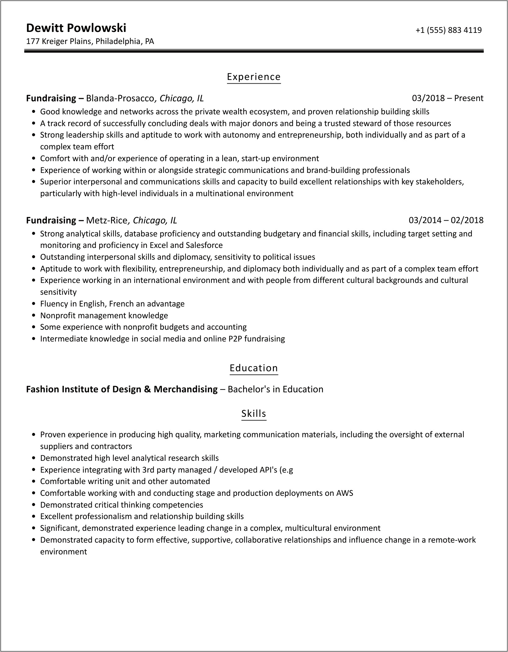 Mda Camp Counselor Resume Example