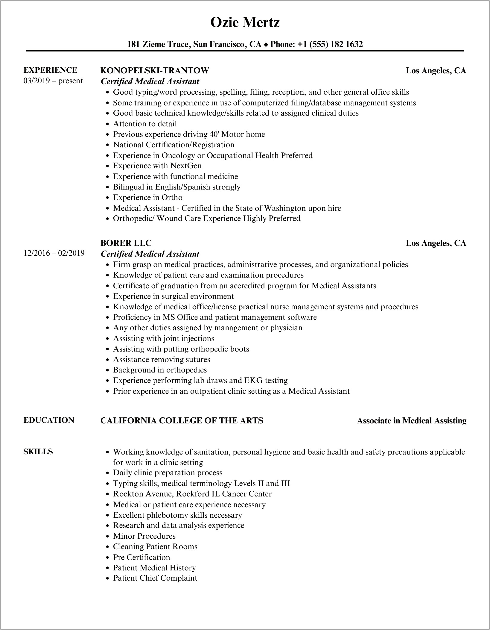 Medical Assistant Resume Examples 2016