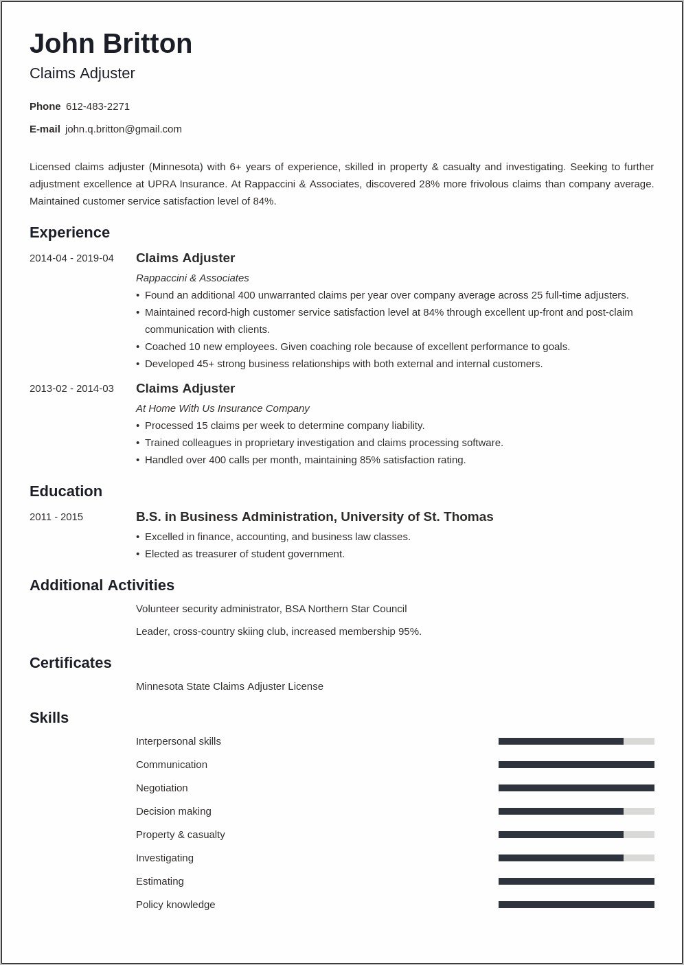 Medical Claims Specialist Resume Sample