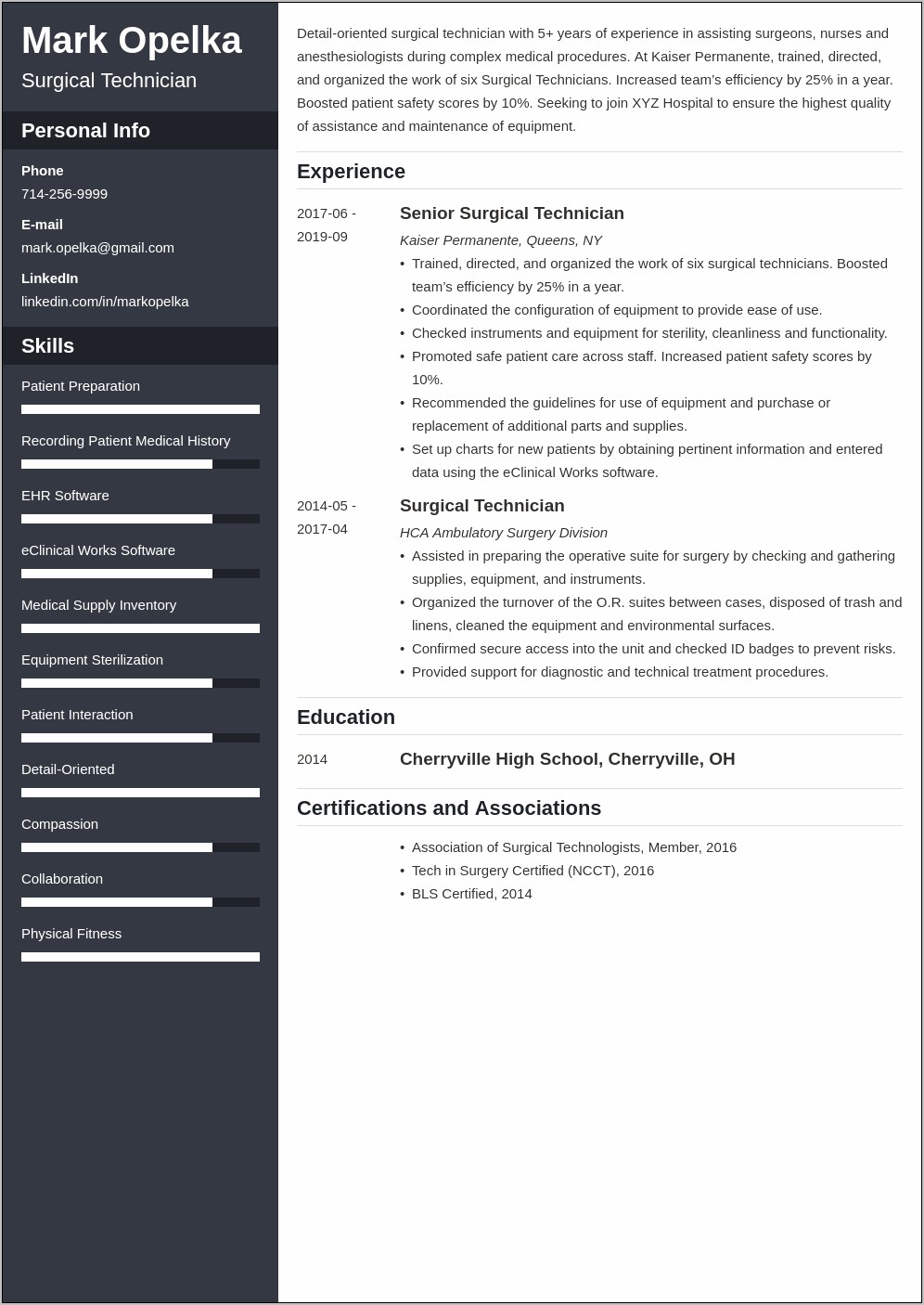 Medical Instrument Technician Resume Objective