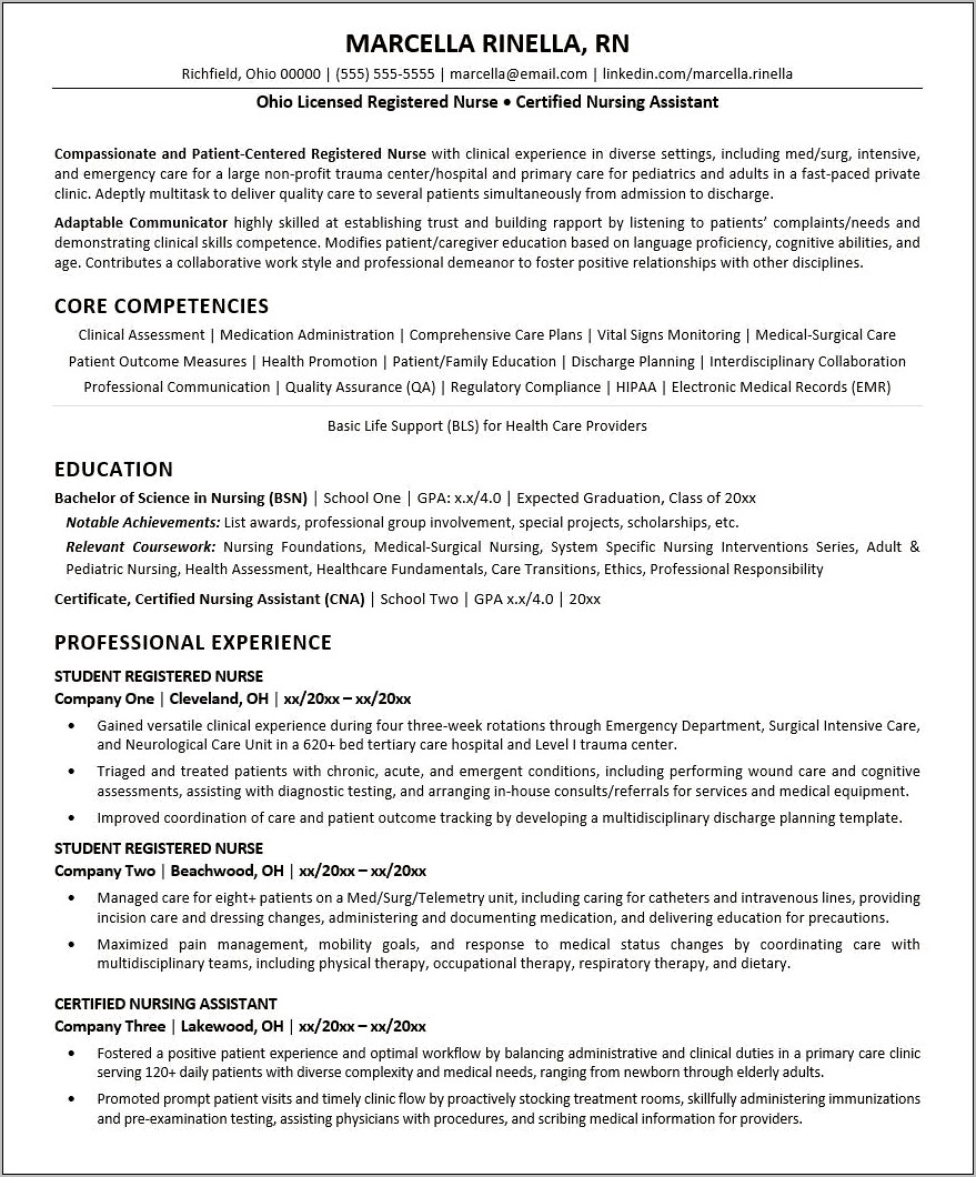 Medical Nurse Job Description Resume