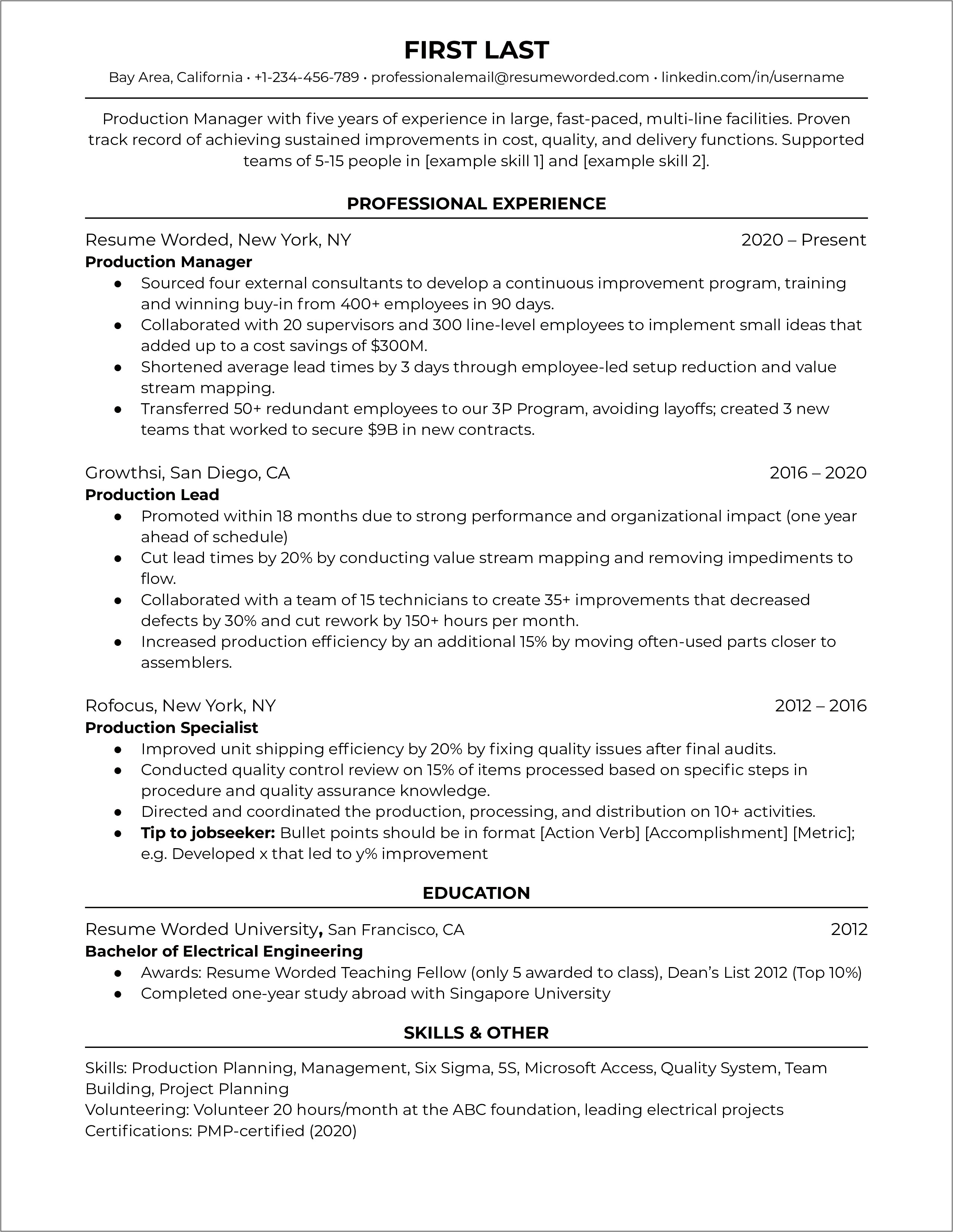 Multiple Trade Skills Summary Resume