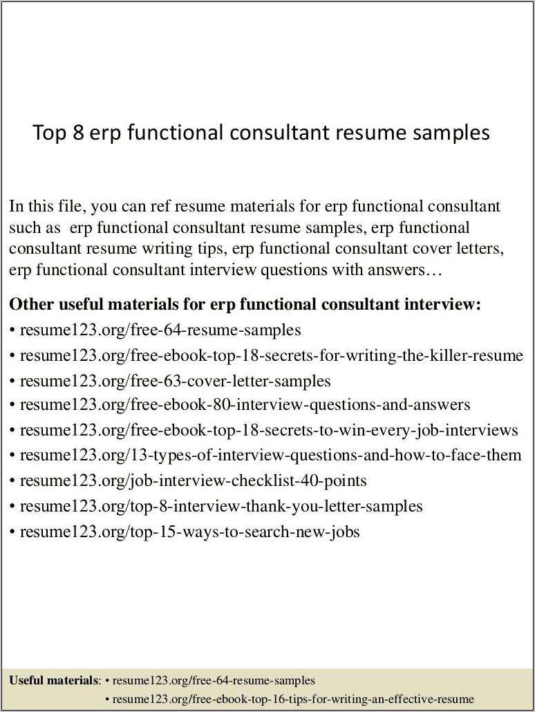 Netsuite Functional Consultant Sample Resume