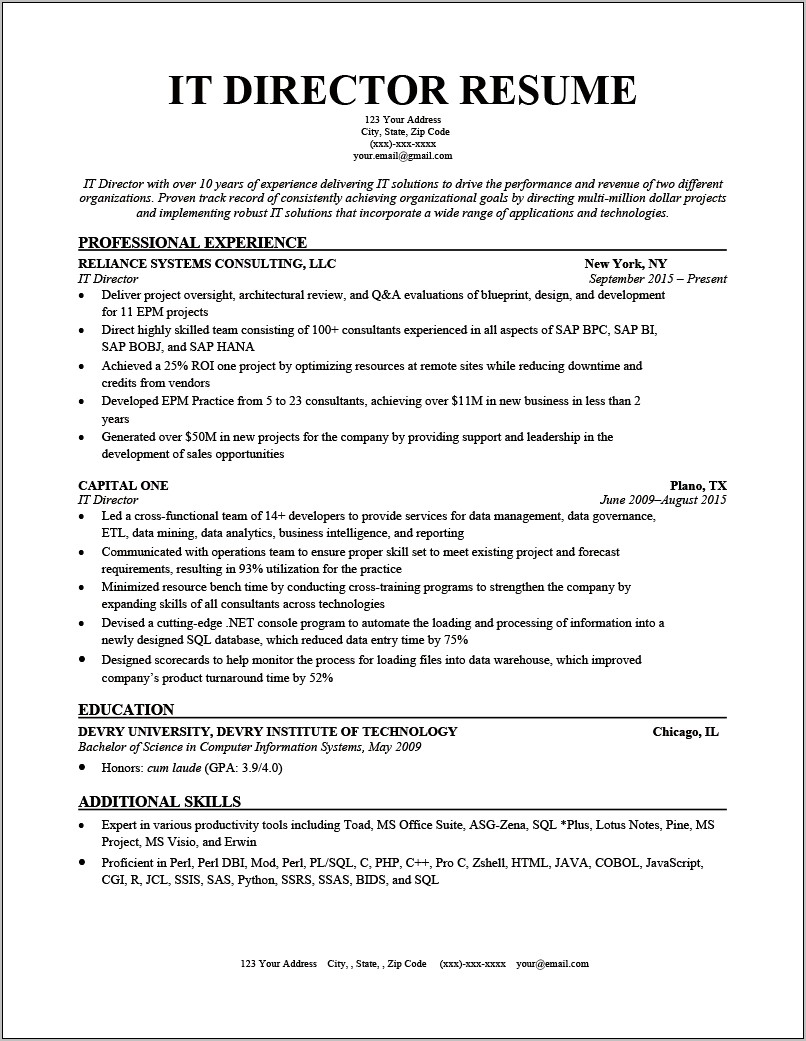 Network Project Manager Resume Sample