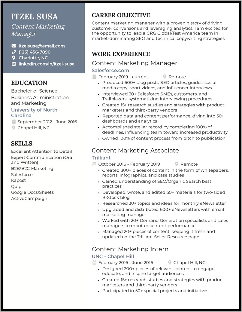 Objective For Marketing Manager Resume