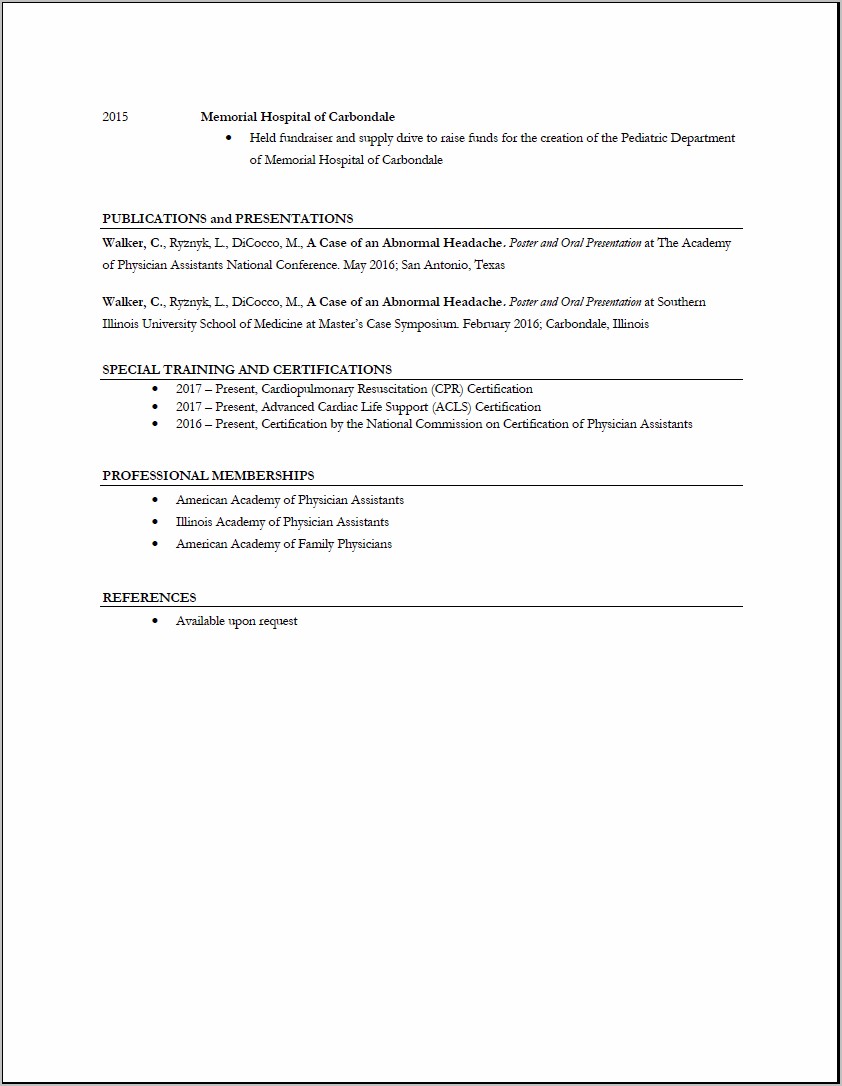 Objective For Pa School Resume