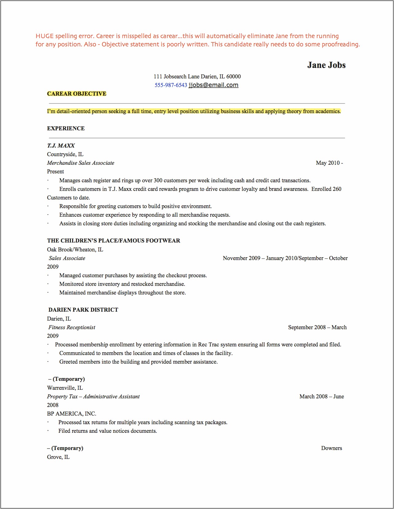 Objective For Psychology Internship Resume