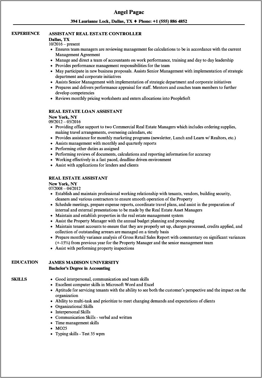 Objective For Real Estate Resume