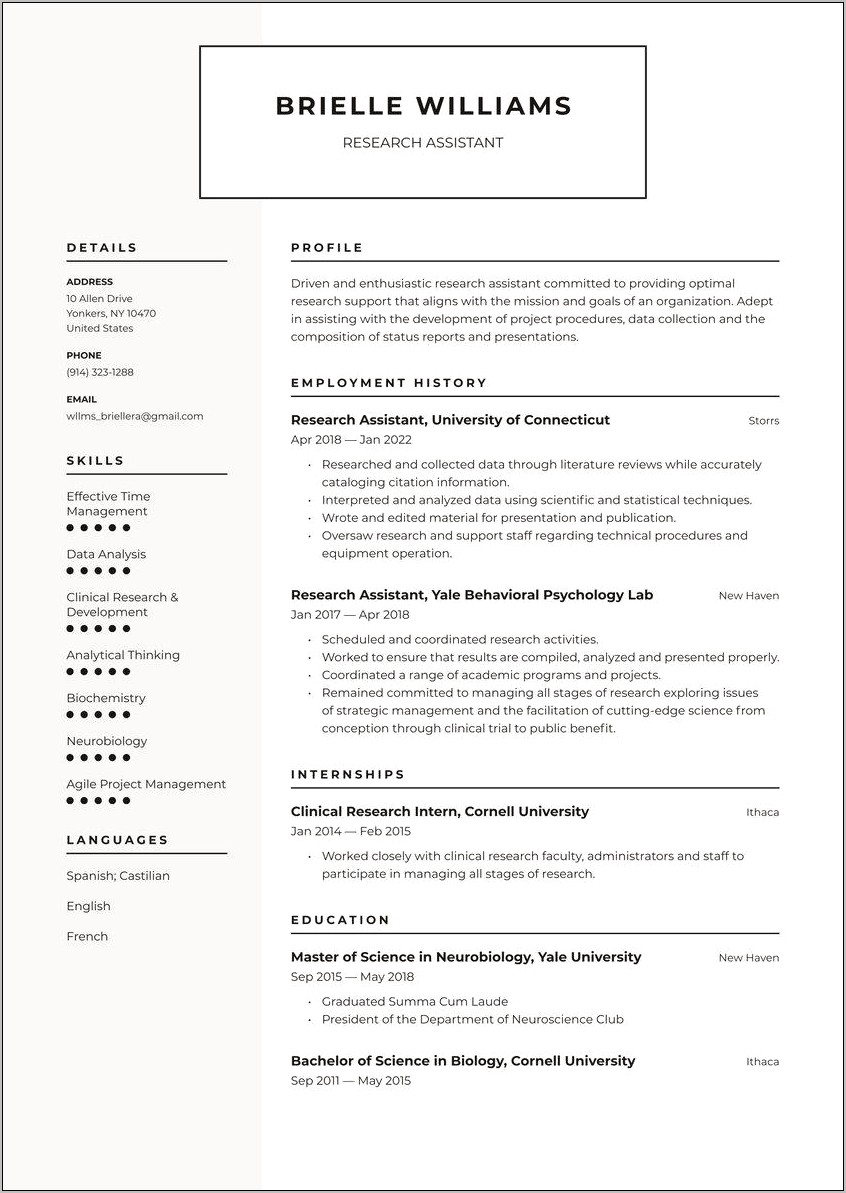 Objective For Research Assistant Resume