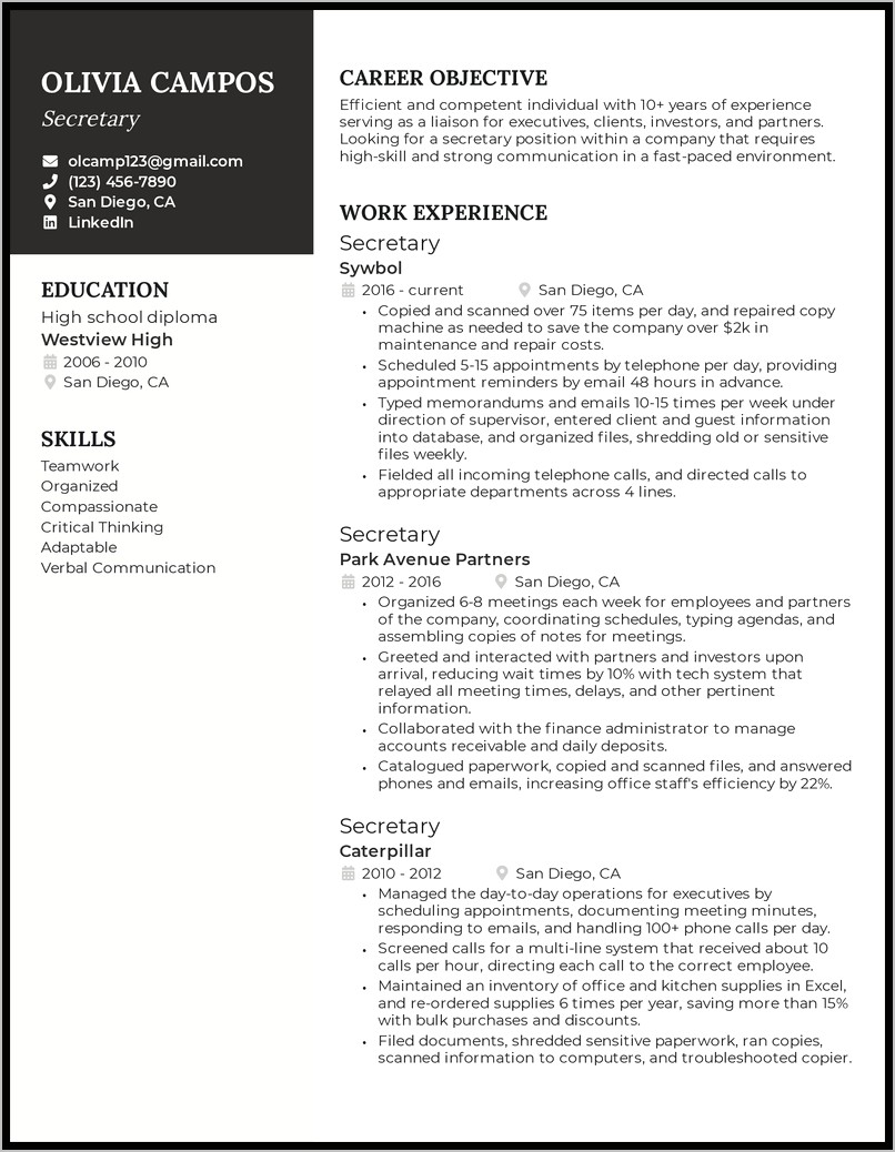 Objective For Resume Examples Office