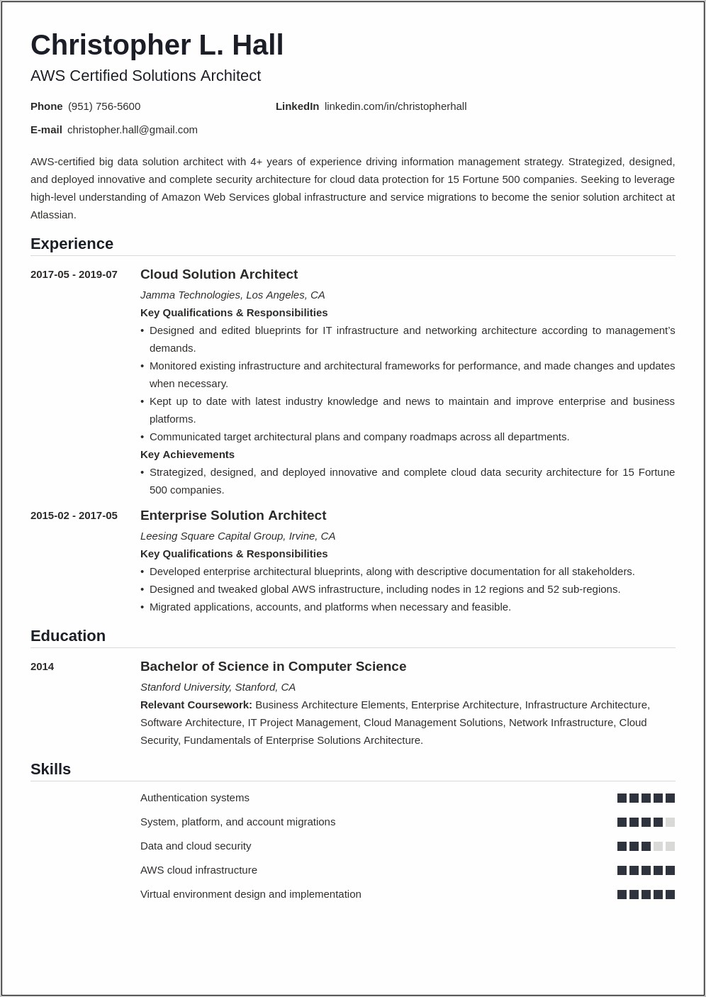 Objective In Resume For Architect