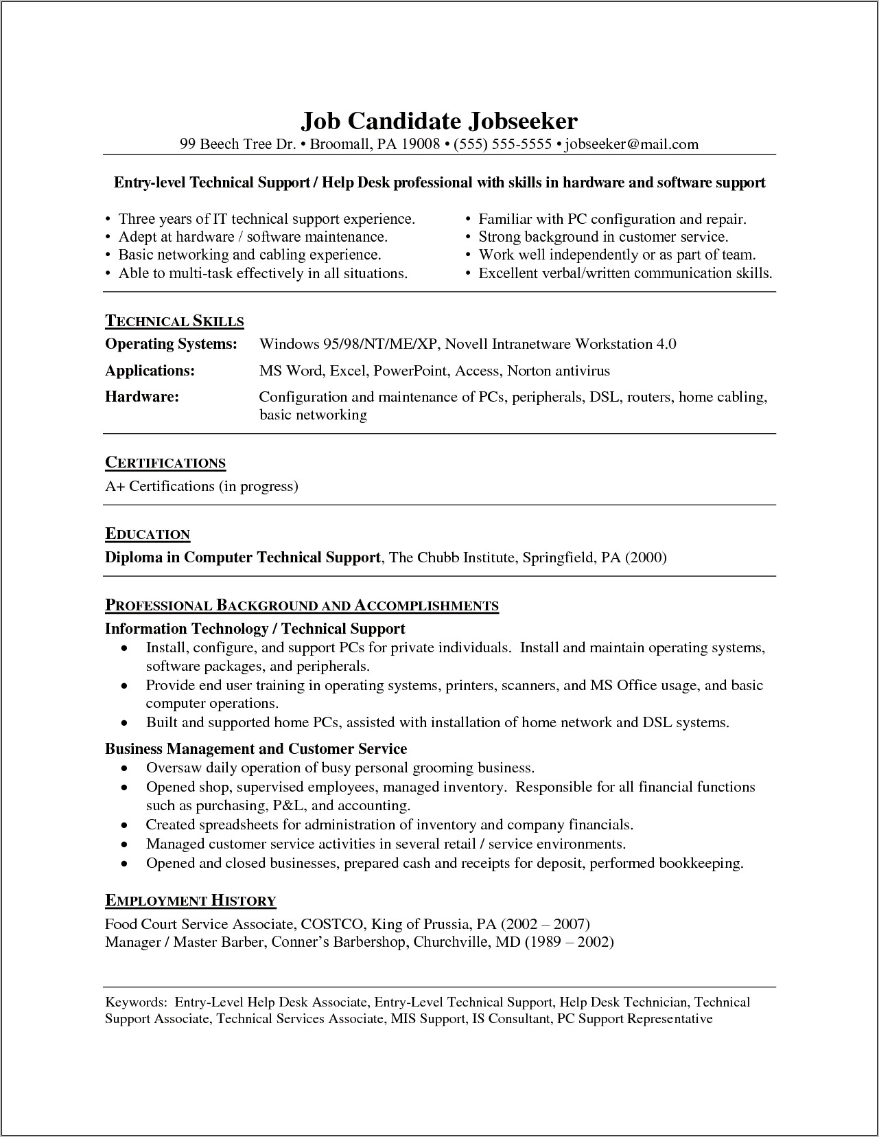 Objective In Resume For Costco