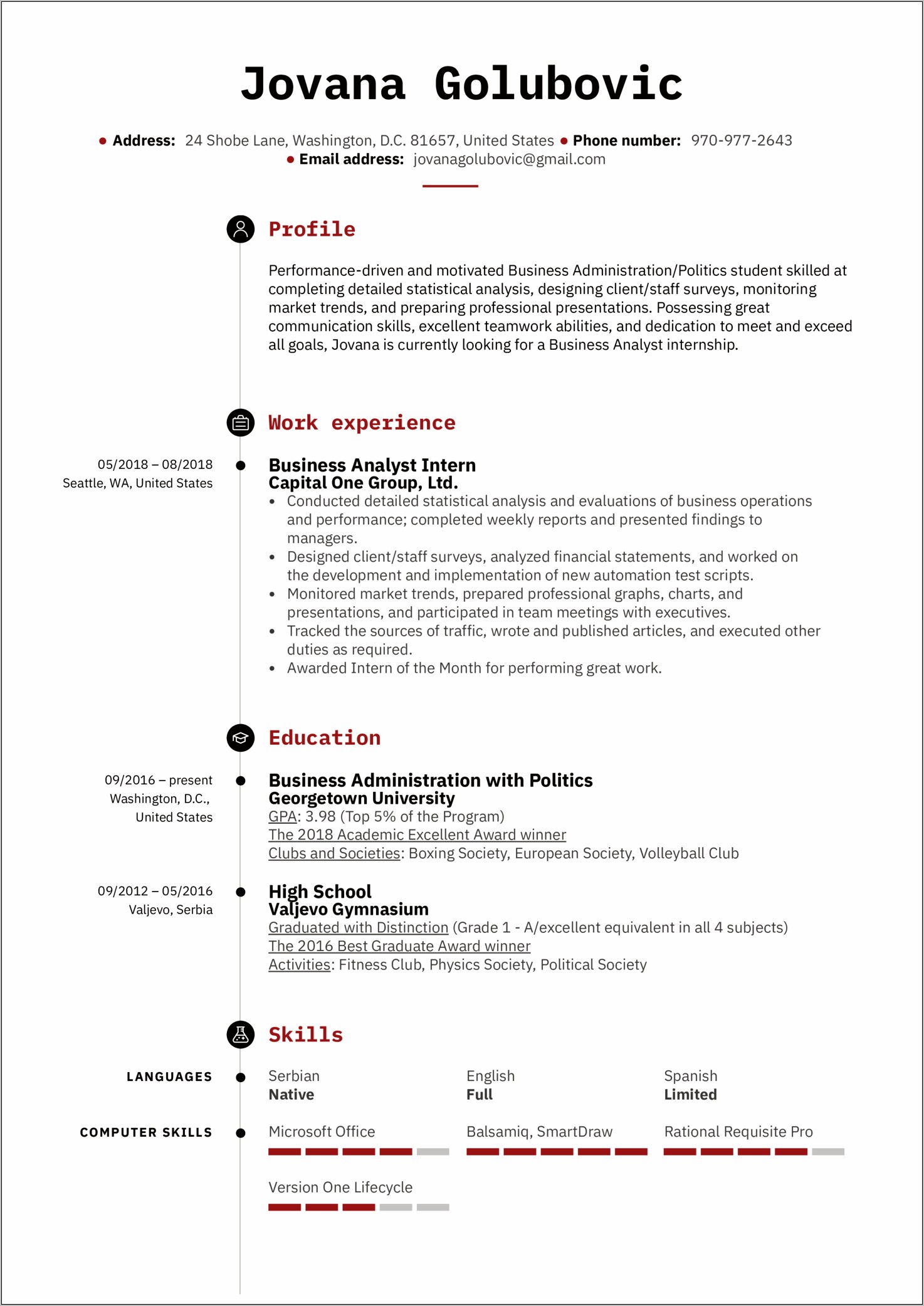 Objective In Resume Internship Examples