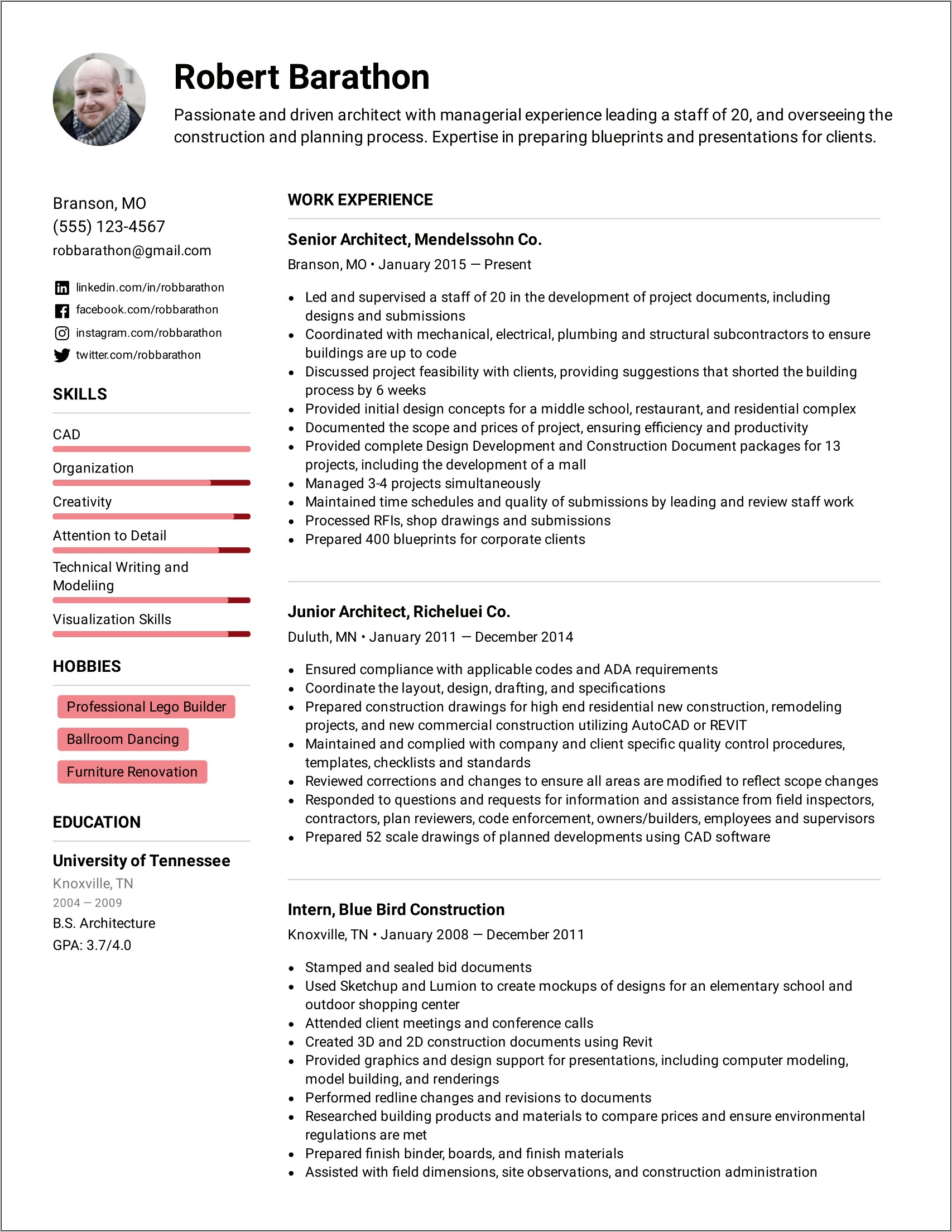 Objective Of An Architect Resume