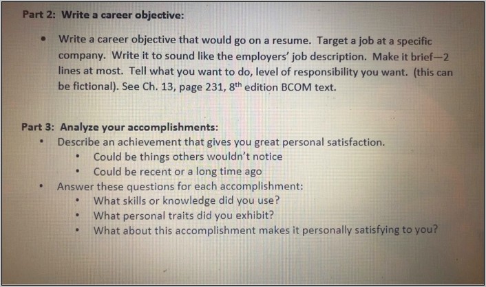 Objective Of Part Time Resume