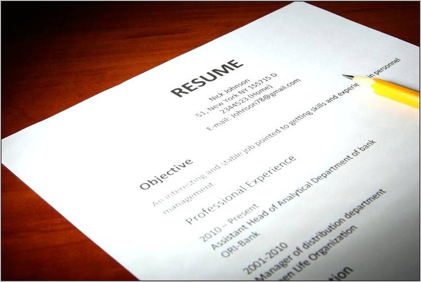 Objective Portion Of A Resume