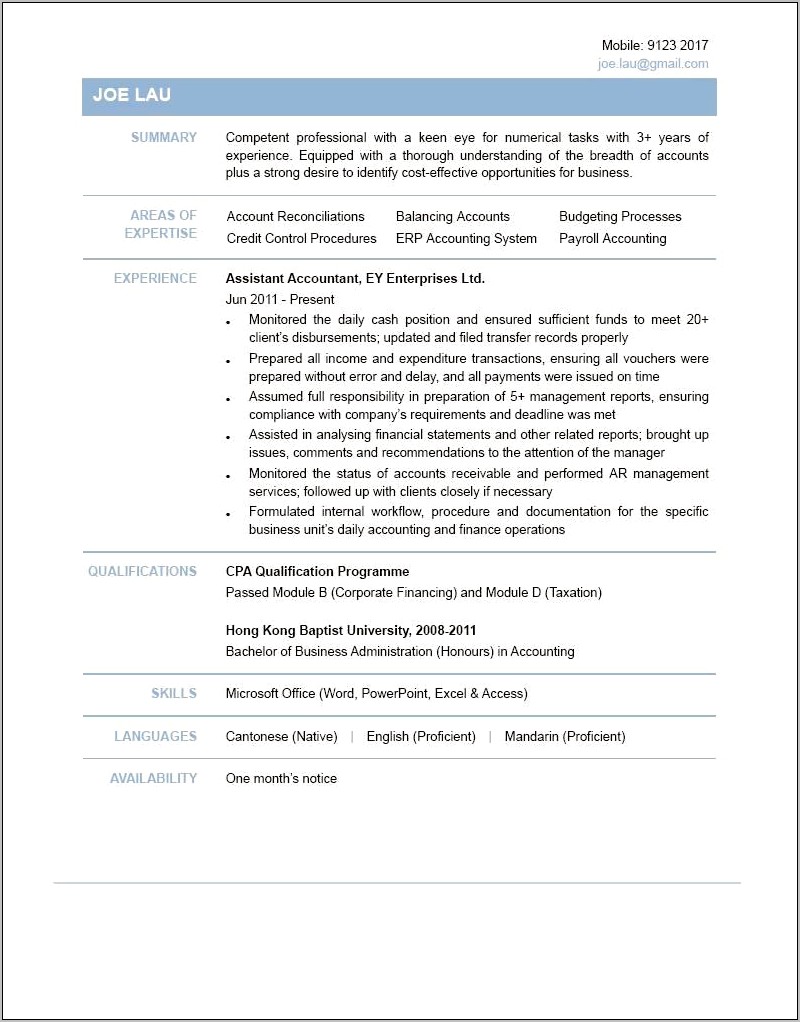 Objective Resume For Staff Accountant