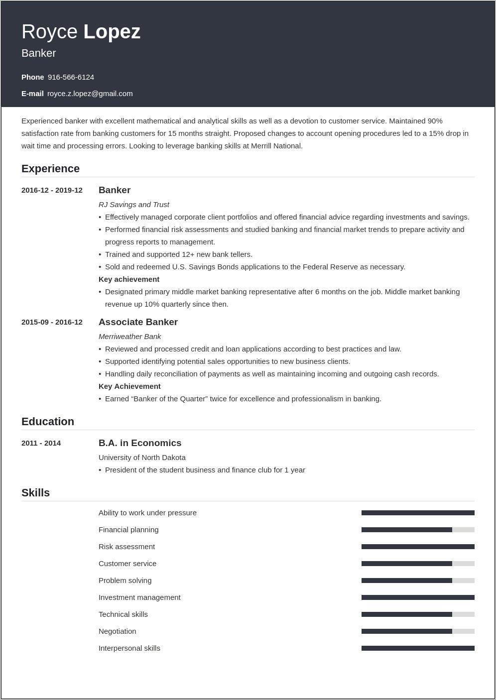 Objective Statement For Banking Resume