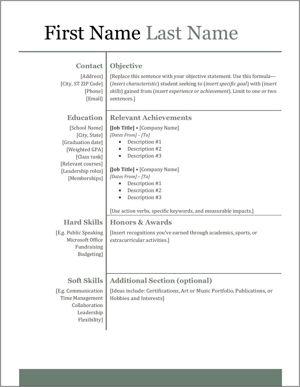 Objective Statement For Resume Teenager