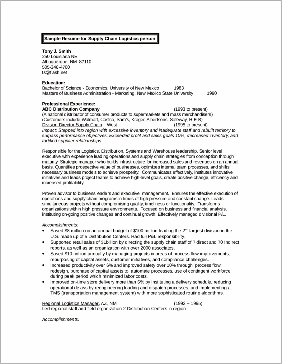 Objectives For A Business Resume