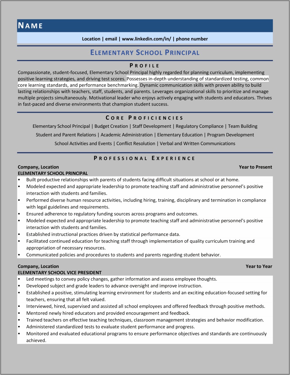 Objectives For Assistant Principal Resume