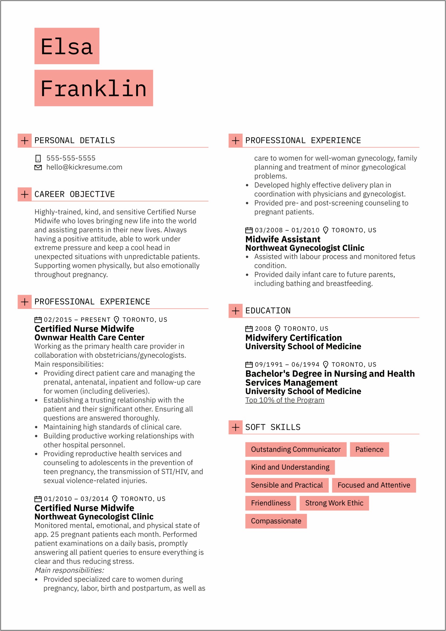 Obstetrics And Gynecology Resume Sample