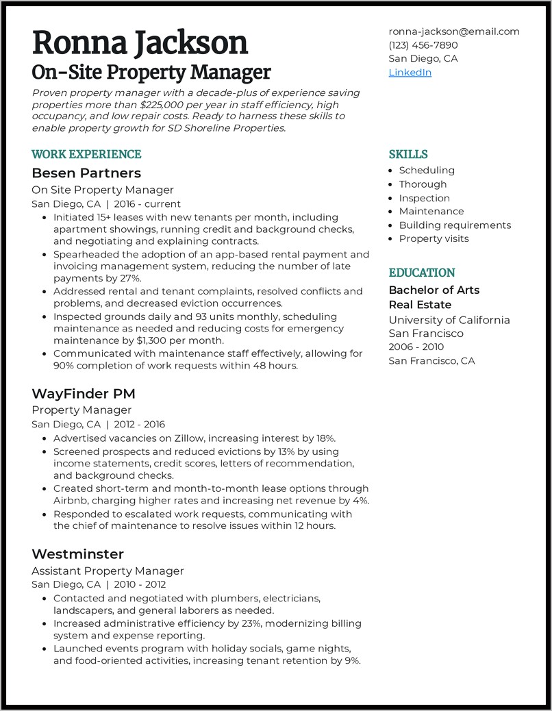 Occupnacy Planner Job Summary Resume