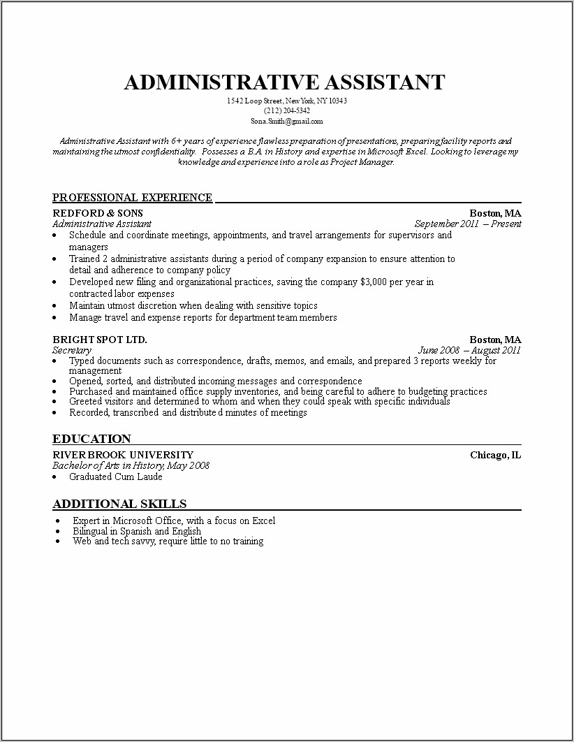 Office Administrative Assistant Resume Samples