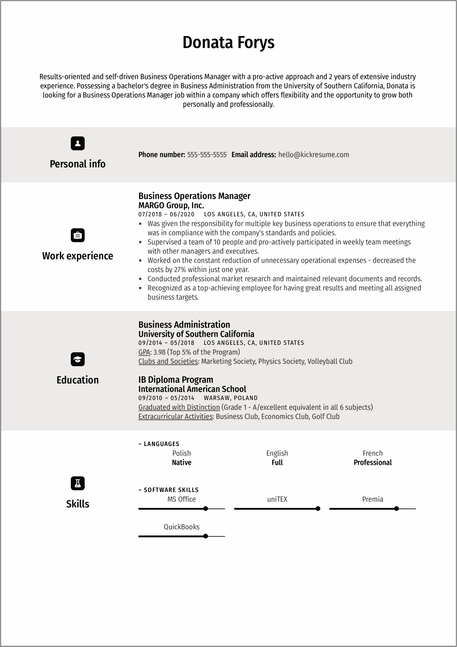 Operation Production Manager Resume Samples