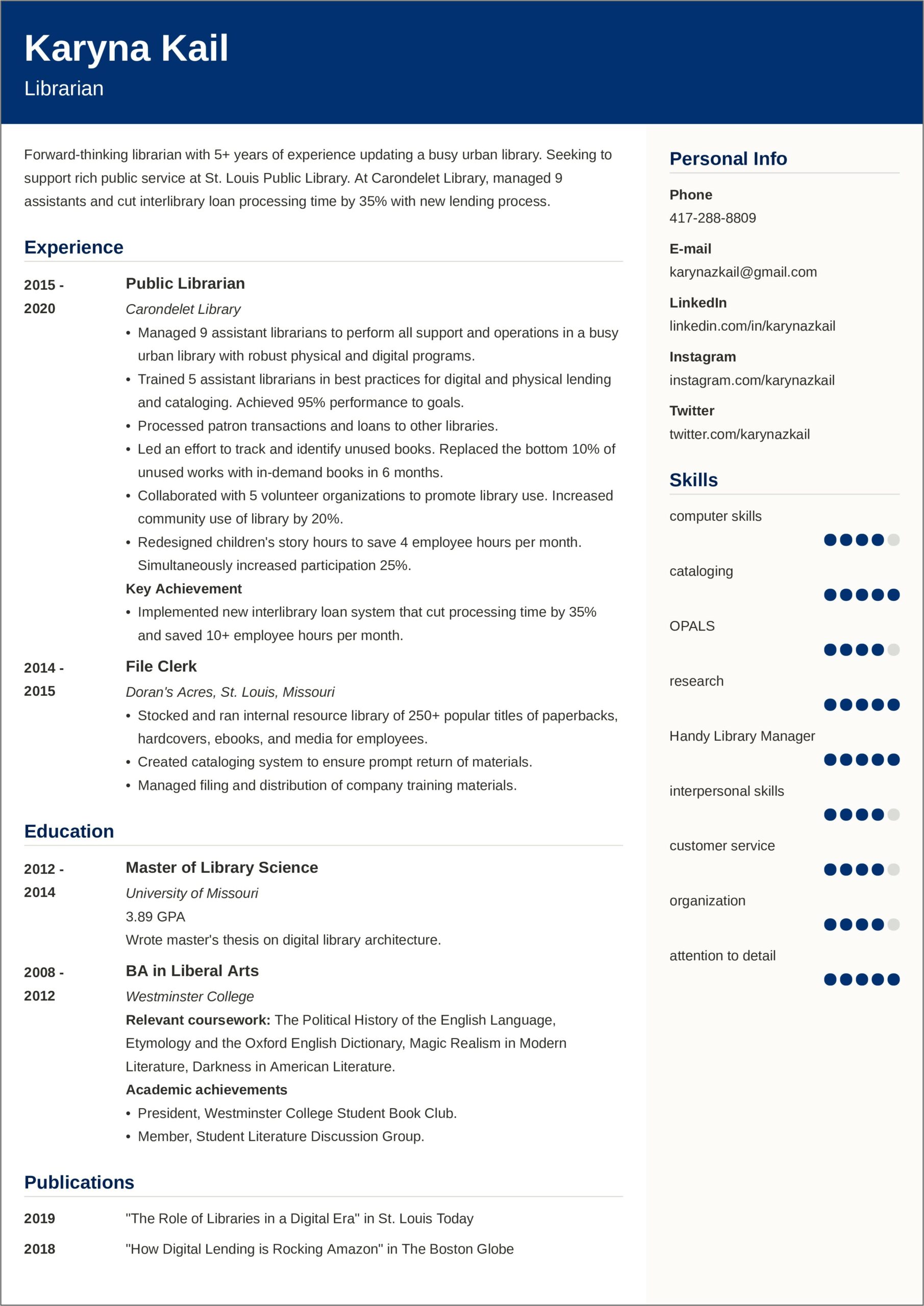 Operations Manager Resume In Library
