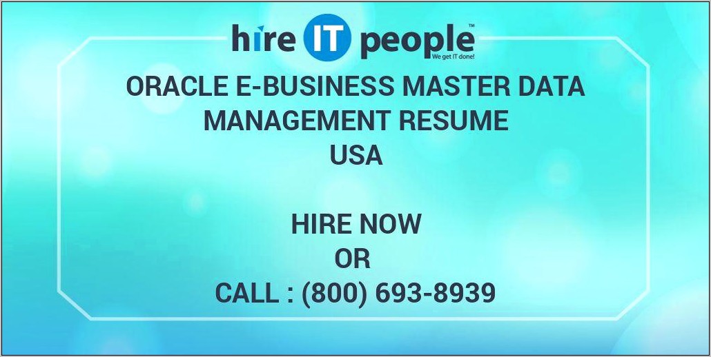 Oracle Master Data Management Resume
