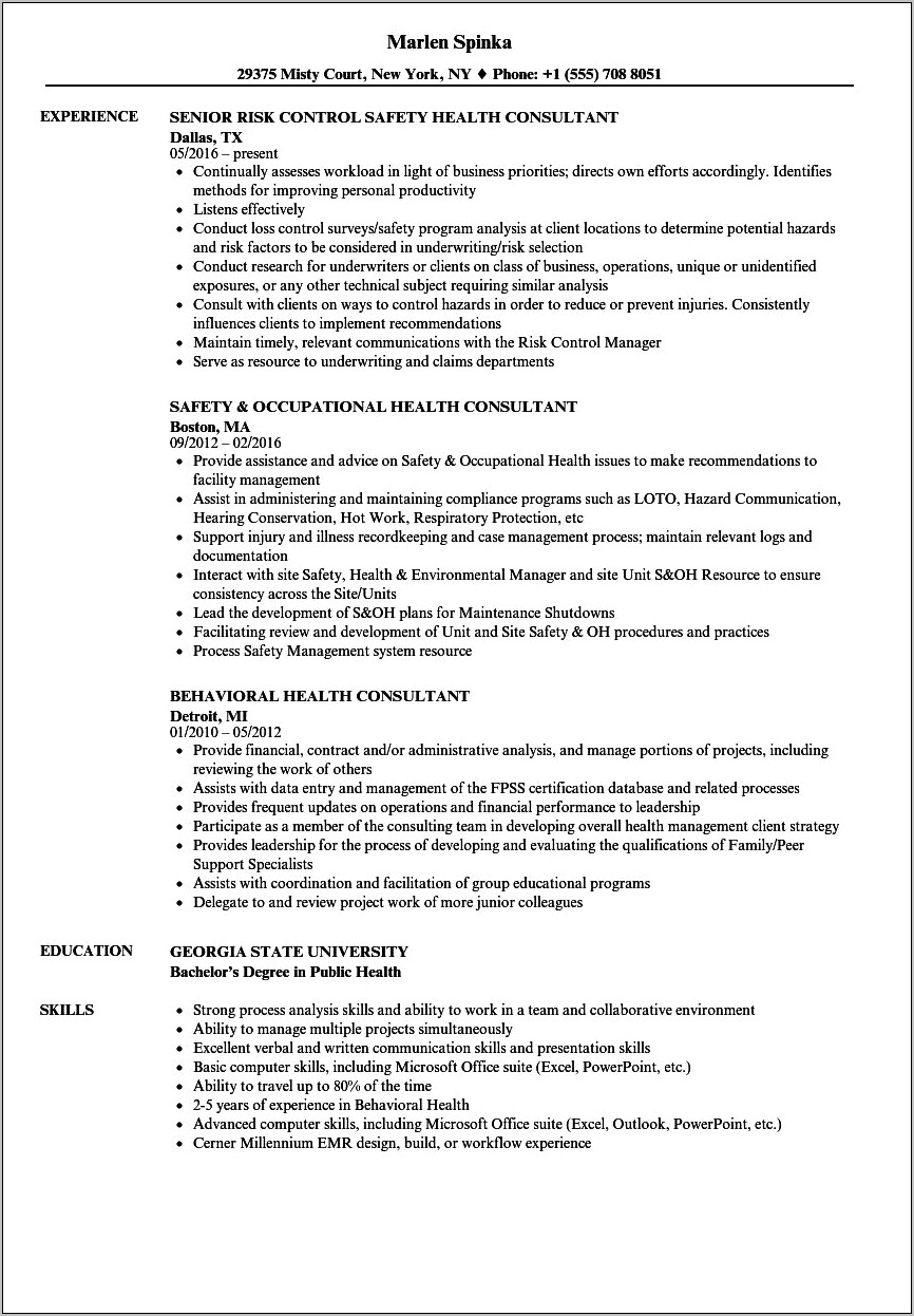 Oral Health Consultant Resume Samples