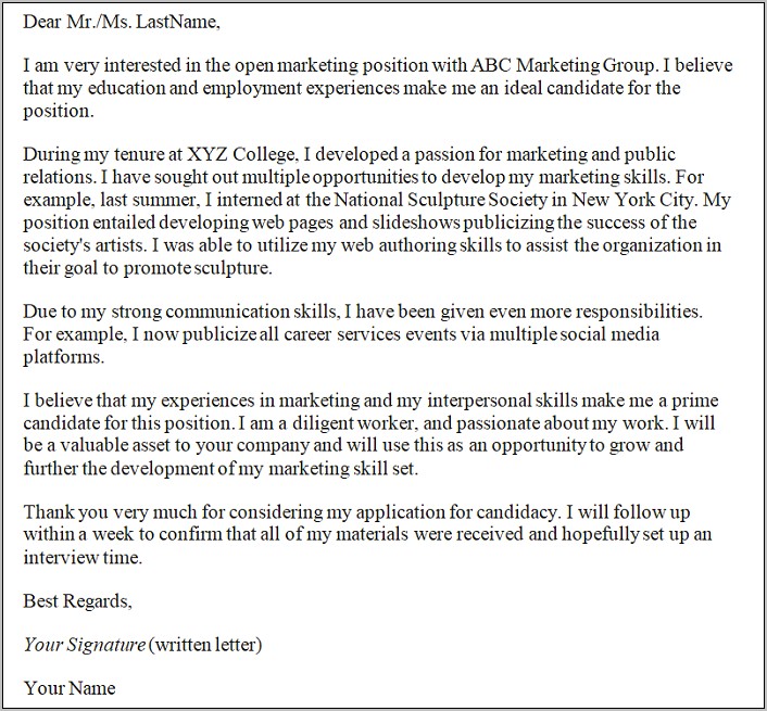 Outstanding Resume Cover Letter Examples