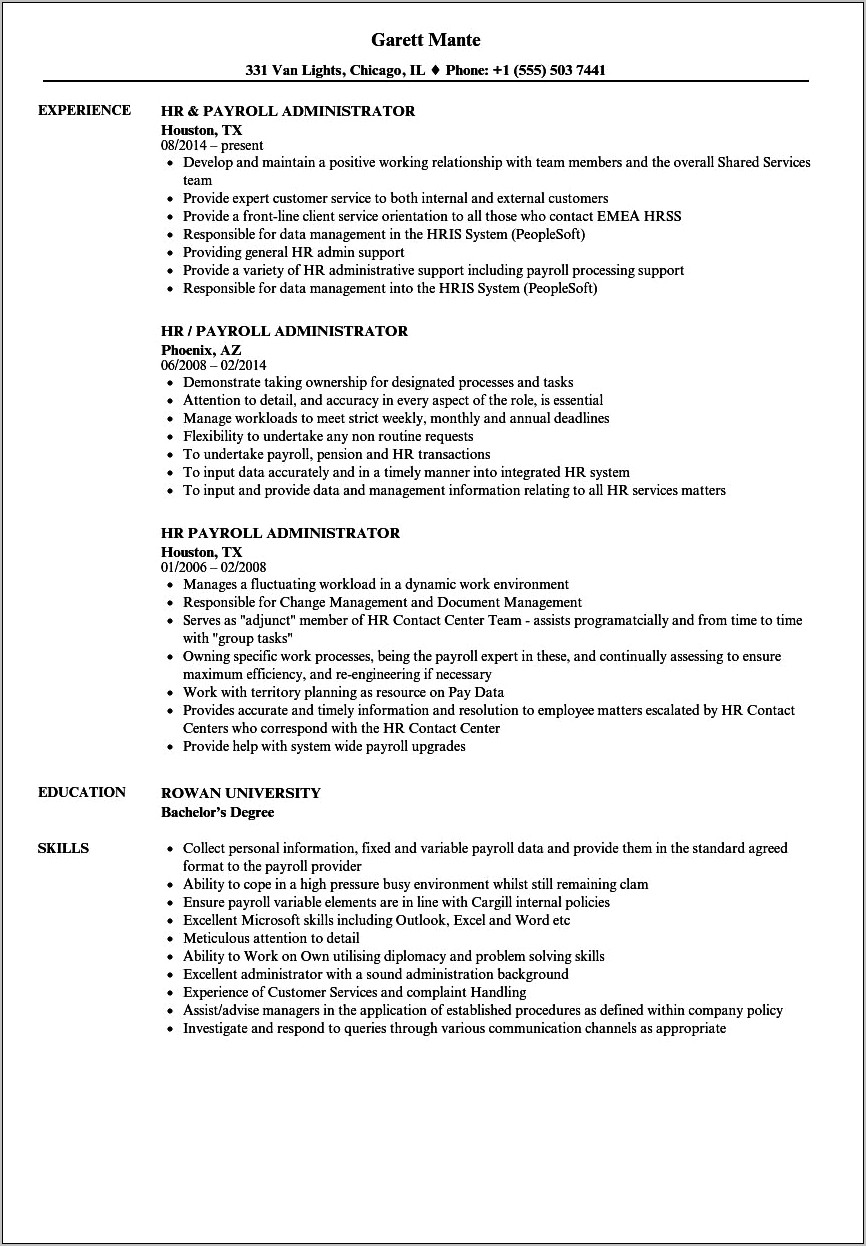 Payroll Supervisor Job Description Resume