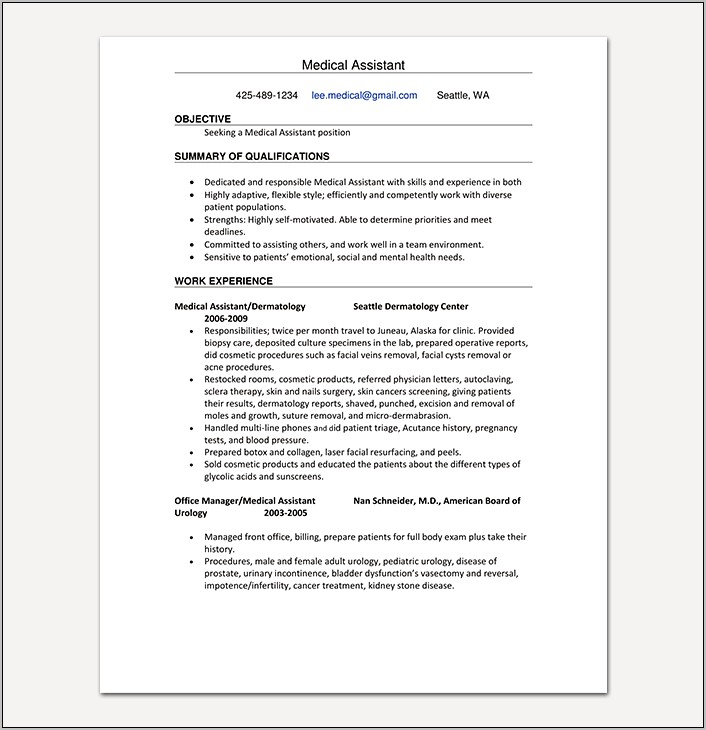 Pediatrician Job Description For Resume