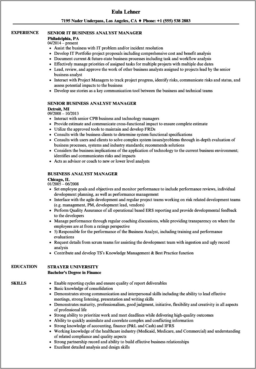 Peoplesoft Business Analyst Resume Sample