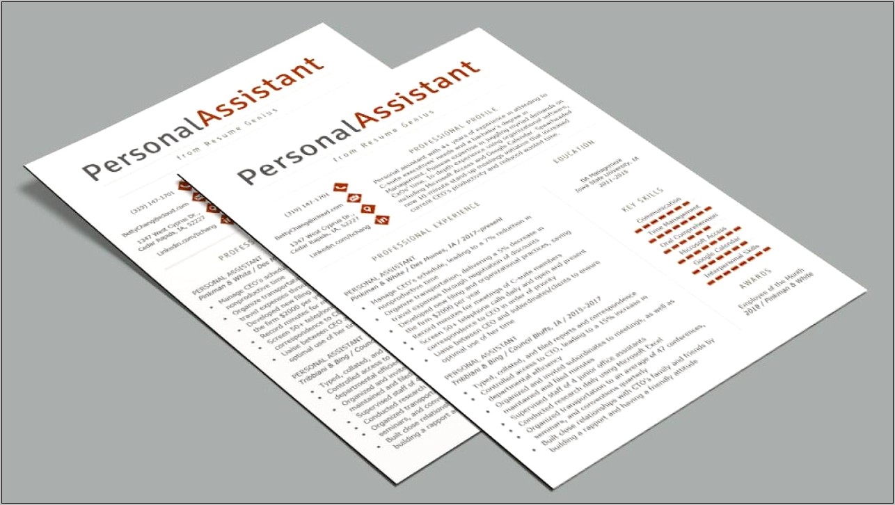 Personal Assistant Resume Free Samples