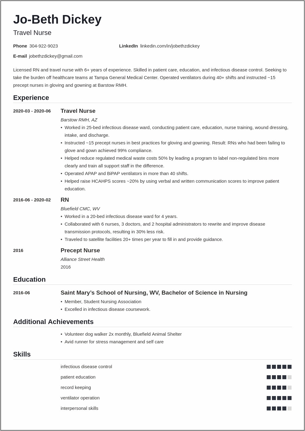 Personal Objectives For Nursing Resume