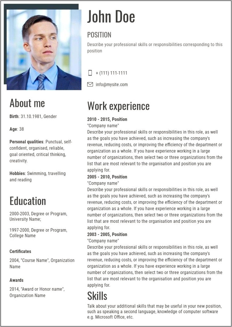 Personal Traits In Resume Sample