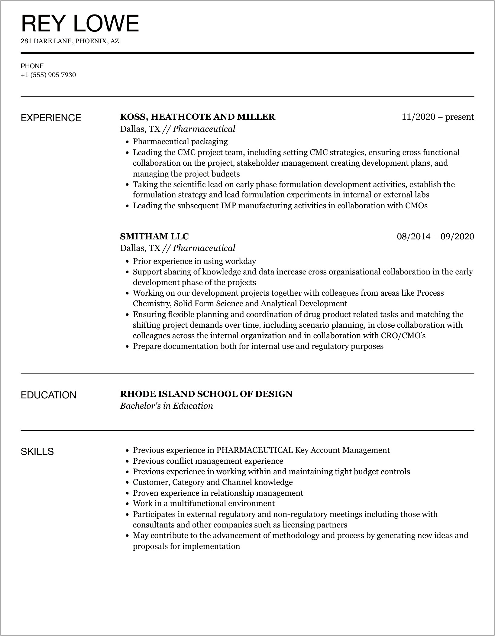 Pharma Job Cv Or Resume